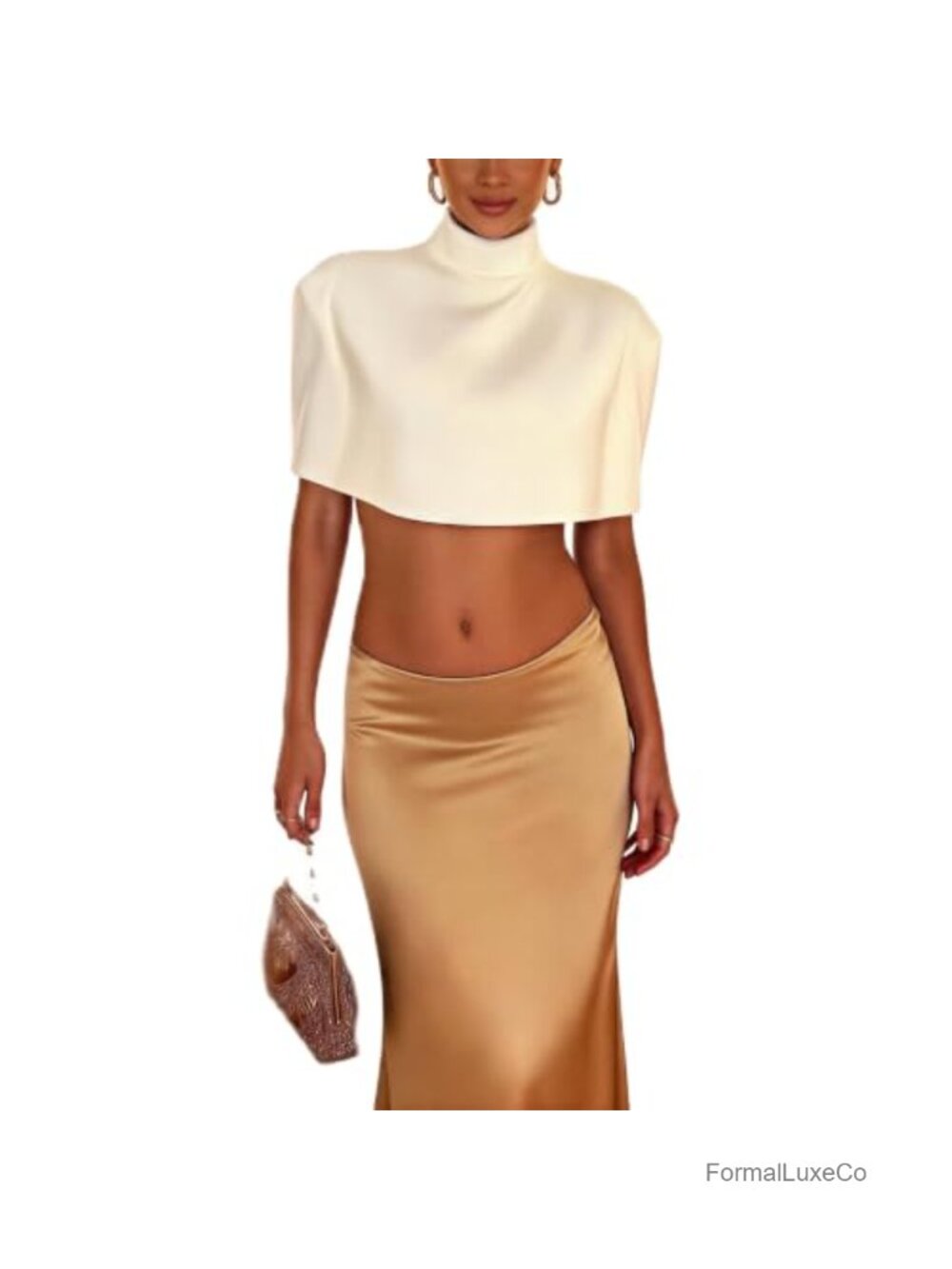 Women Mock Neck Cape Top Poncho Shawl Slim Fit Party Clubwear Blouse